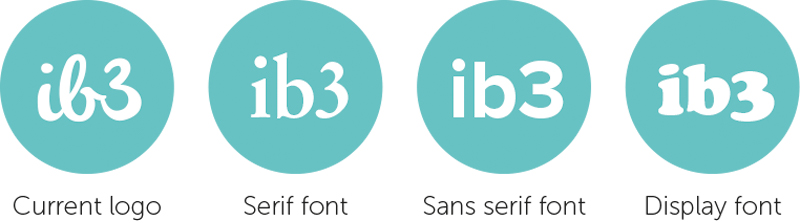 ib3 logo with different fonts